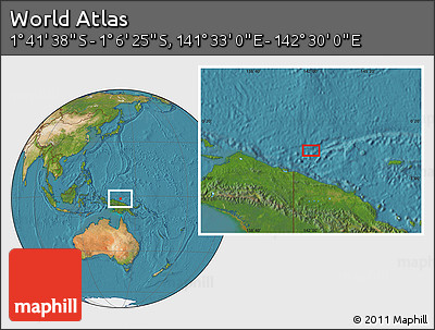 Satellite Location Map of the Area around 1° 24' 2" S, 142° 1' 30" E