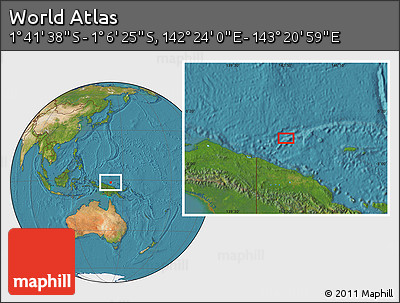 Satellite Location Map of the Area around 1° 24' 2" S, 142° 52' 30" E