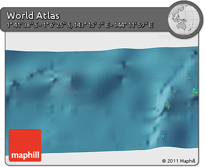 Satellite 3D Map of the Area around 1° 24' 2" S, 143° 43' 29" E