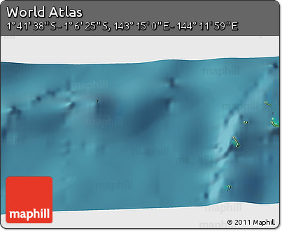 Satellite 3D Map of the Area around 1° 24' 2" S, 143° 43' 29" E