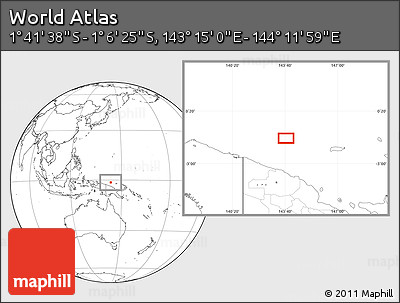 Blank Location Map of the Area around 1° 24' 2" S, 143° 43' 29" E