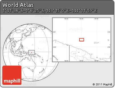 Blank Location Map of the Area around 1° 24' 2" S, 143° 43' 29" E