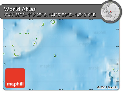 Physical Map of the Area around 1° 24' 2" S, 144° 34' 29" E
