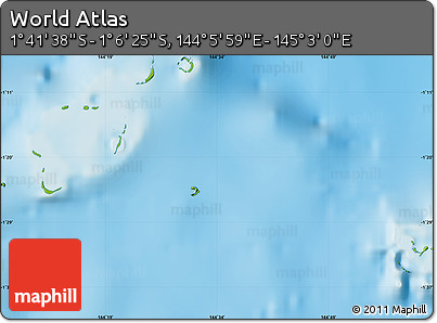 Physical Map of the Area around 1° 24' 2" S, 144° 34' 29" E