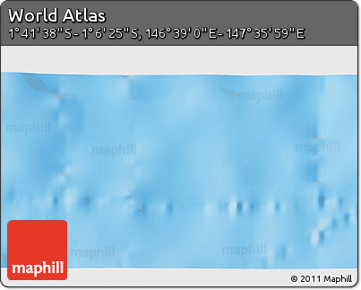 Shaded Relief 3D Map of the Area around 1° 24' 2" S, 147° 7' 30" E