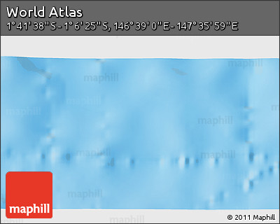 Shaded Relief 3D Map of the Area around 1° 24' 2" S, 147° 7' 30" E