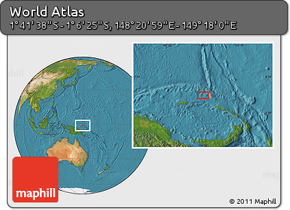 Satellite Location Map of the Area around 1° 24' 2" S, 148° 49' 29" E