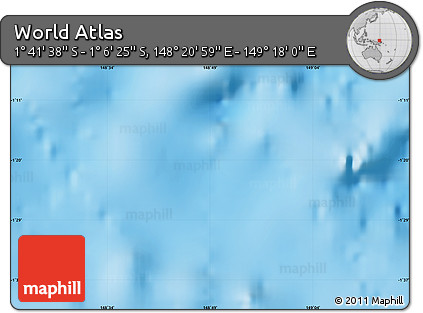 Physical Map of the Area around 1° 24' 2" S, 148° 49' 29" E