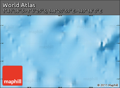 Physical Map of the Area around 1° 24' 2" S, 148° 49' 29" E