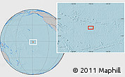 Gray Location Map of the area around 1° 24' 2" S, 148° 40' 30" W, hill shading