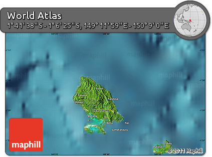 Satellite Map of the Area around 1° 24' 2" S, 149° 40' 30" E