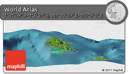 Satellite Panoramic Map of the Area around 1° 24' 2" S, 149° 40' 30" E