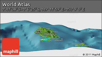 Satellite Panoramic Map of the Area around 1° 24' 2" S, 149° 40' 30" E