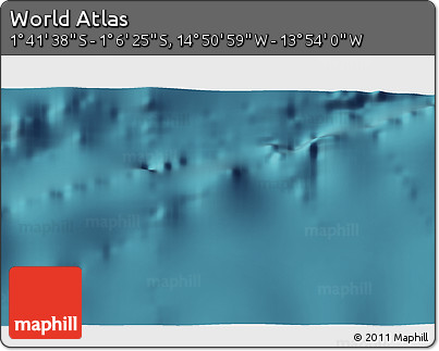 Satellite 3D Map of the Area around 1° 24' 2" S, 14° 22' 30" W