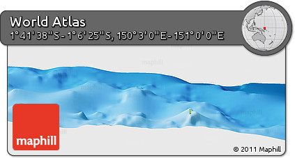 Physical Panoramic Map of the Area around 1° 24' 2" S, 150° 31' 30" E