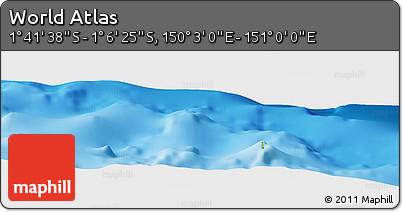 Physical Panoramic Map of the Area around 1° 24' 2" S, 150° 31' 30" E