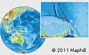 Physical Location Map of the area around 1° 24' 2" S, 151° 22' 30" E