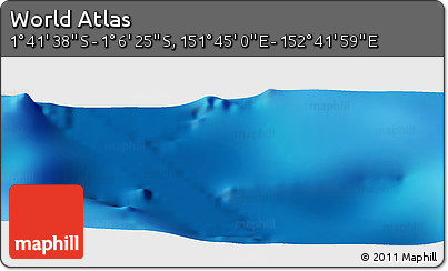 Physical Panoramic Map of the Area around 1° 24' 2" S, 152° 13' 29" E