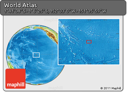 Physical Location Map of the Area around 1° 24' 2" S, 152° 4' 29" W
