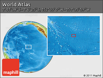 Physical Location Map of the Area around 1° 24' 2" S, 152° 4' 29" W