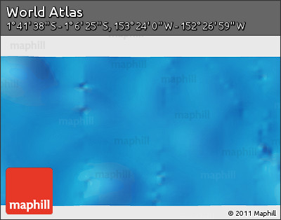 Physical 3D Map of the Area around 1° 24' 2" S, 152° 55' 30" W