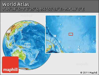 Physical Location Map of the Area around 1° 24' 2" S, 157° 19' 29" E