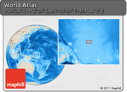 Shaded Relief Location Map of the Area around 1° 24' 2" S, 157° 19' 29" E