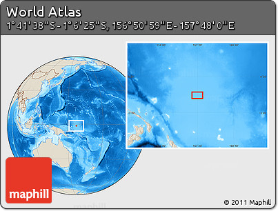 Shaded Relief Location Map of the Area around 1° 24' 2" S, 157° 19' 29" E