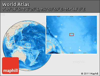 Shaded Relief Location Map of the Area around 1° 24' 2" S, 157° 19' 29" E