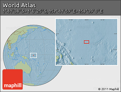 Savanna Style Location Map of the Area around 1° 24' 2" S, 158° 10' 30" E, hill shading