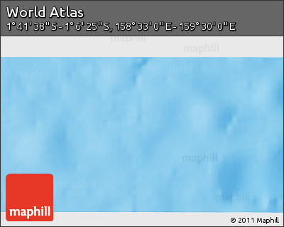 Shaded Relief 3D Map of the Area around 1° 24' 2" S, 159° 1' 30" E