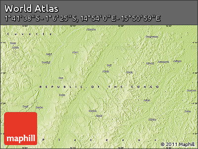 Physical Map of the Area around 1° 24' 2" S, 15° 22' 30" E