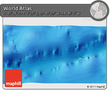 Political 3D Map of the Area around 1° 24' 2" S, 15° 13' 29" W