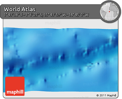 Shaded Relief 3D Map of the Area around 1° 24' 2" S, 15° 13' 29" W