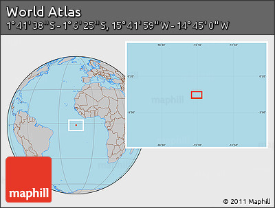 Gray Location Map of the Area around 1° 24' 2" S, 15° 13' 29" W
