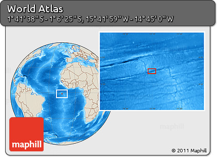 Shaded Relief Location Map of the Area around 1° 24' 2" S, 15° 13' 29" W
