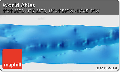 Shaded Relief Panoramic Map of the Area around 1° 24' 2" S, 15° 13' 29" W