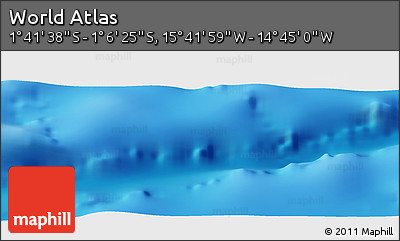 Shaded Relief Panoramic Map of the Area around 1° 24' 2" S, 15° 13' 29" W