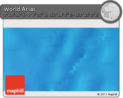 Shaded Relief 3D Map of the Area around 1° 24' 2" S, 163° 16' 30" E