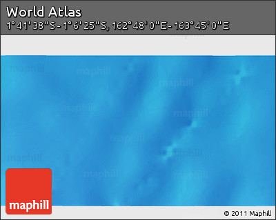 Shaded Relief 3D Map of the Area around 1° 24' 2" S, 163° 16' 30" E
