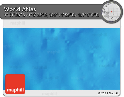 Shaded Relief 3D Map of the Area around 1° 24' 2" S, 166° 40' 30" E