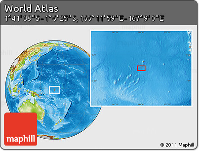 Physical Location Map of the Area around 1° 24' 2" S, 166° 40' 30" E