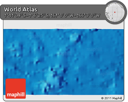 Shaded Relief 3D Map of the Area around 1° 24' 2" S, 166° 31' 30" W