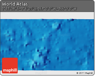 Shaded Relief 3D Map of the Area around 1° 24' 2" S, 166° 31' 30" W