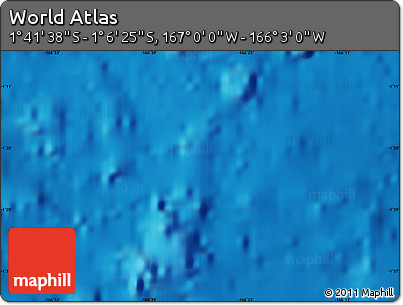 Shaded Relief Map of the Area around 1° 24' 2" S, 166° 31' 30" W