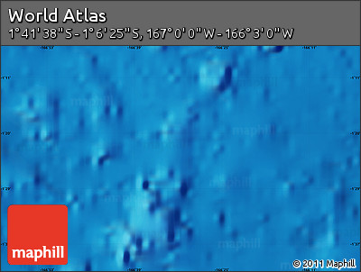 Shaded Relief Map of the Area around 1° 24' 2" S, 166° 31' 30" W