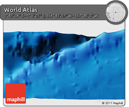 Physical 3D Map of the Area around 1° 24' 2" S, 168° 13' 29" W