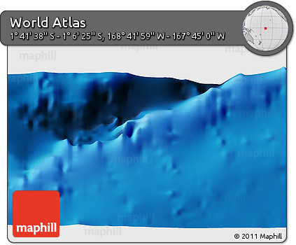 Shaded Relief 3D Map of the Area around 1° 24' 2" S, 168° 13' 29" W