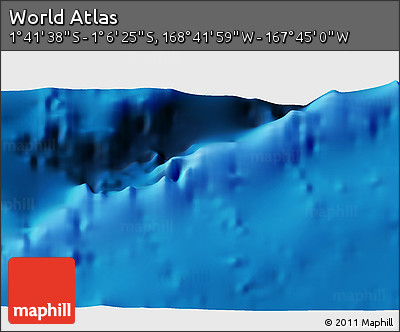 Shaded Relief 3D Map of the Area around 1° 24' 2" S, 168° 13' 29" W