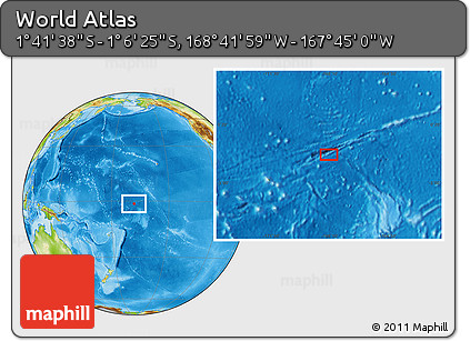 Physical Location Map of the Area around 1° 24' 2" S, 168° 13' 29" W